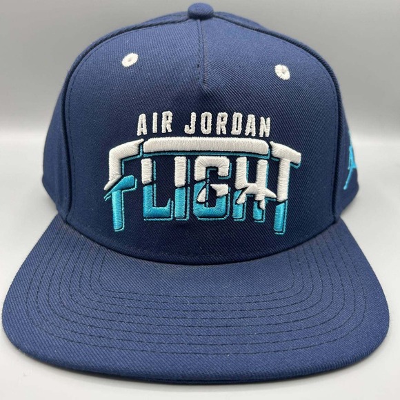 Air Jordan Flight Hat Men Blue Embroidered Logo Jumpman Snap Back Cap